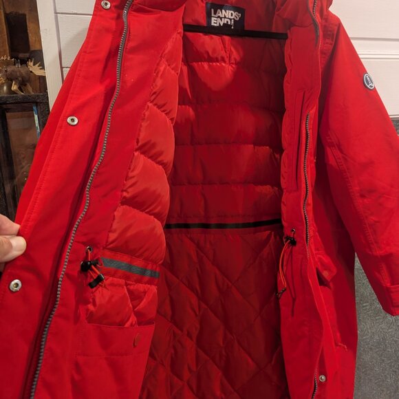 Land's End Size 3X Women's Red Expedition Down Waterproof Hooded Winter Parka - Picture 13 of 14